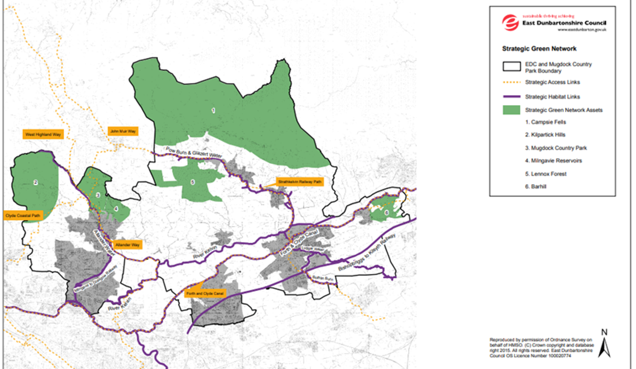 Map - 7.1 Annex A, The Strategic Green Network, identified in the Green Network Strategy