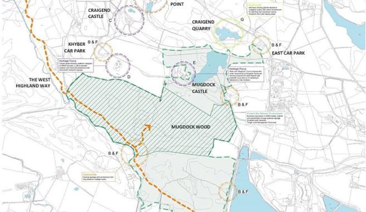 map showing areas and surrounding areas of mugdock
