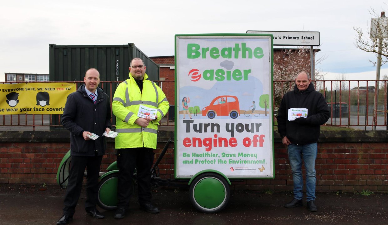 Breathe Easier adbike outside St Matthew's Primary School