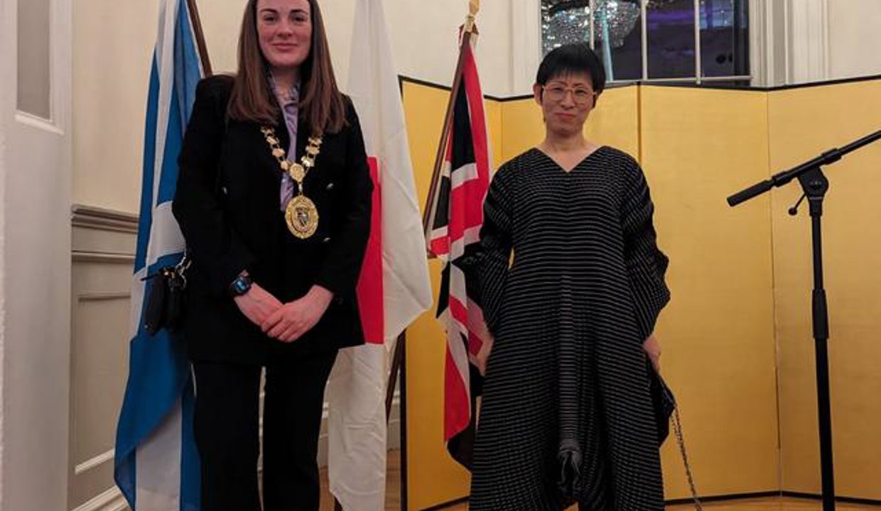 Depute provost Colette McDiarmid with Japanese Consul's deputy head of mission Minori ISHII