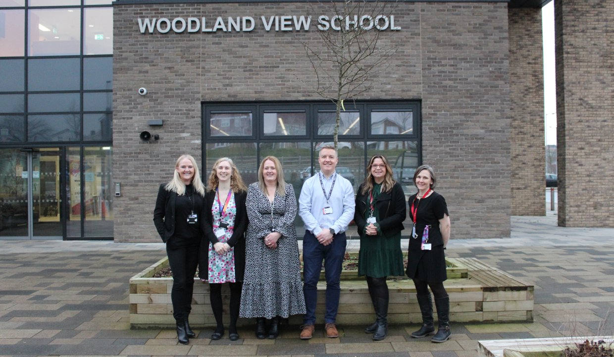Members of the Council’s Education Service who helped organise the event standing outside Woodland View School