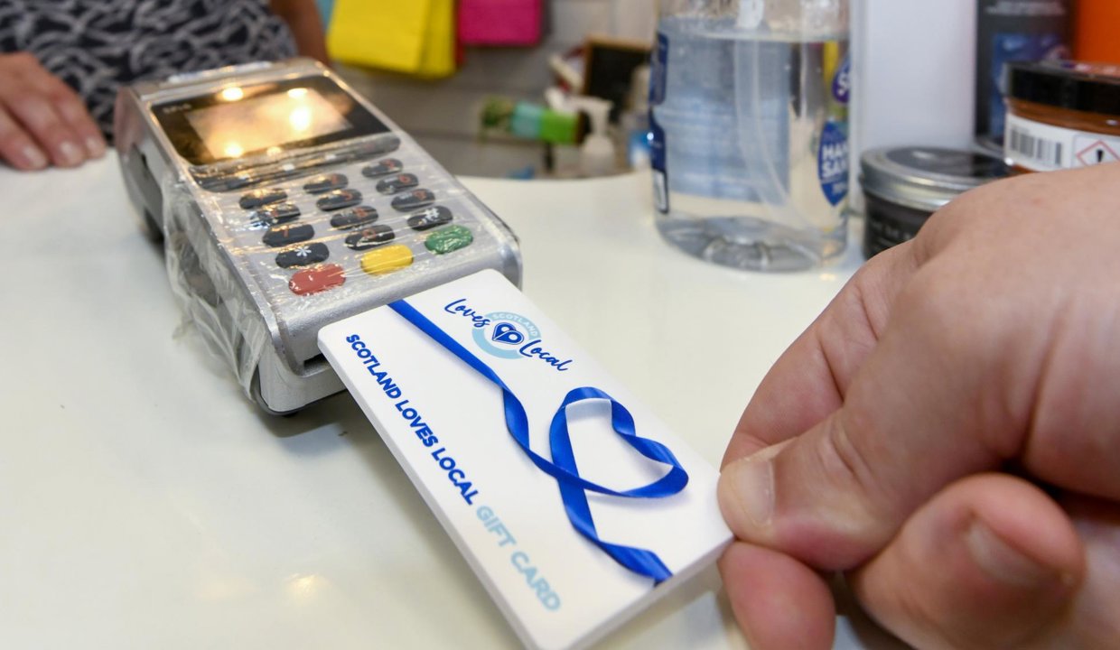 Scotland Loves Local card in use