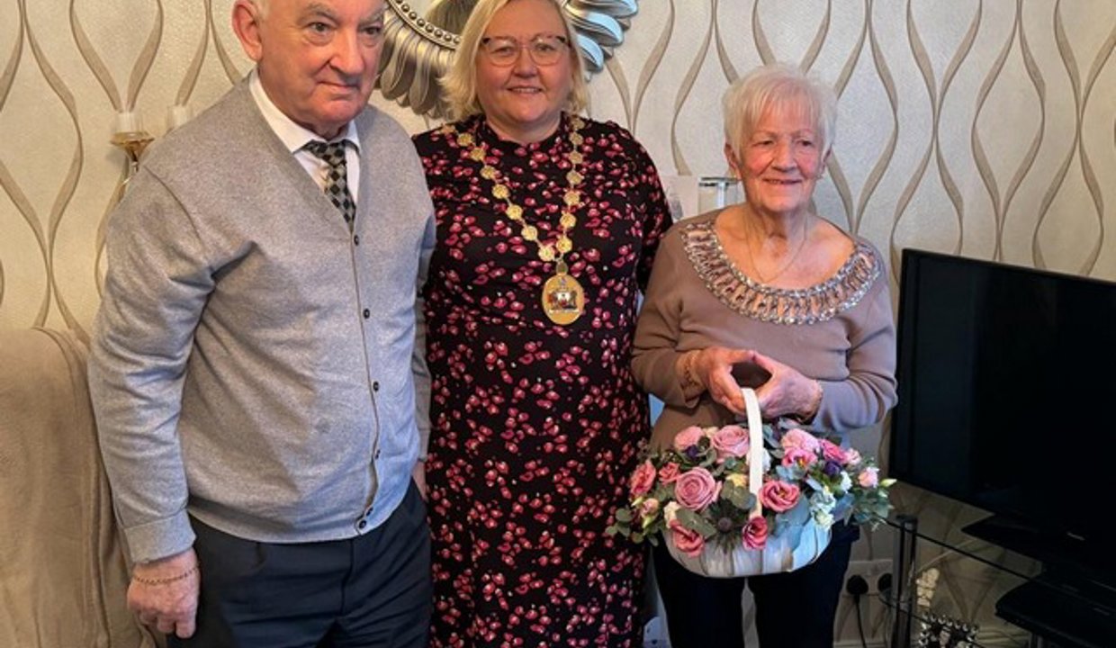 Provost Gillian Renwick with Mr and Mrs Furay