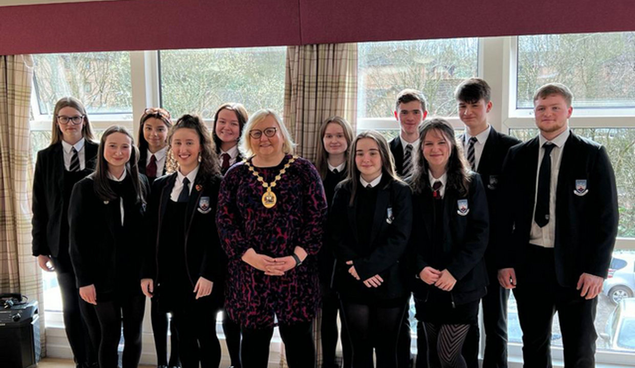 Provost Renwick with the St. Ninian’s HS choir