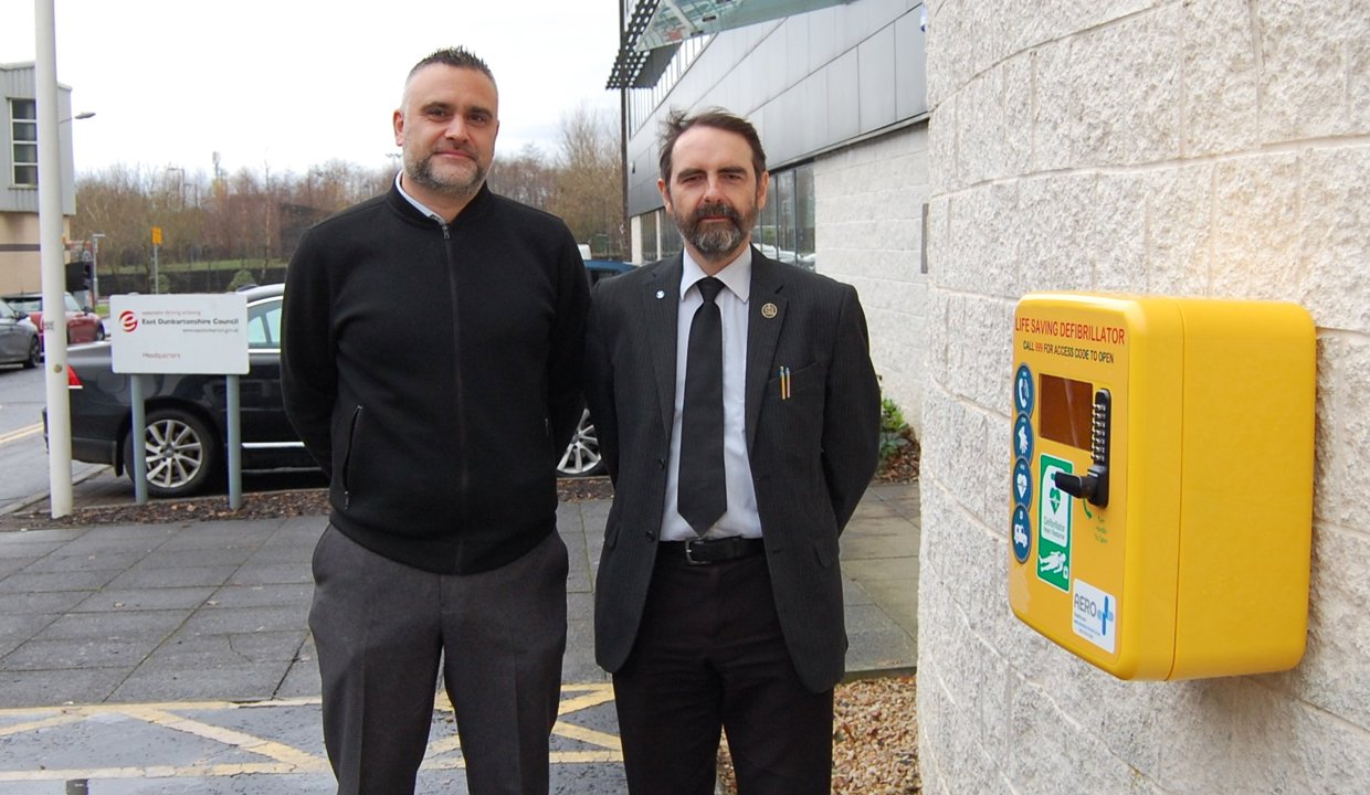 Pictured (from left) Estates Manager Graeme Lynn and Councillor Gordan Low, Leader of East Dunbartonshire Council