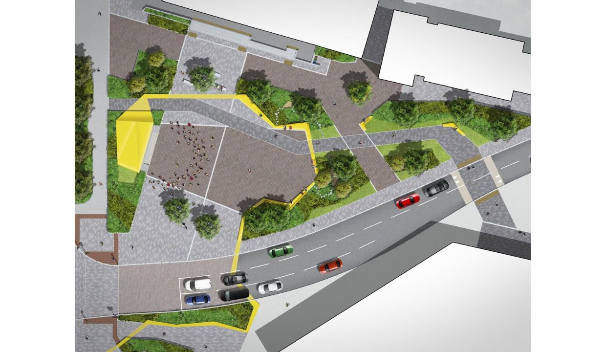 Artist's impression of civic space in Bishopbriggs