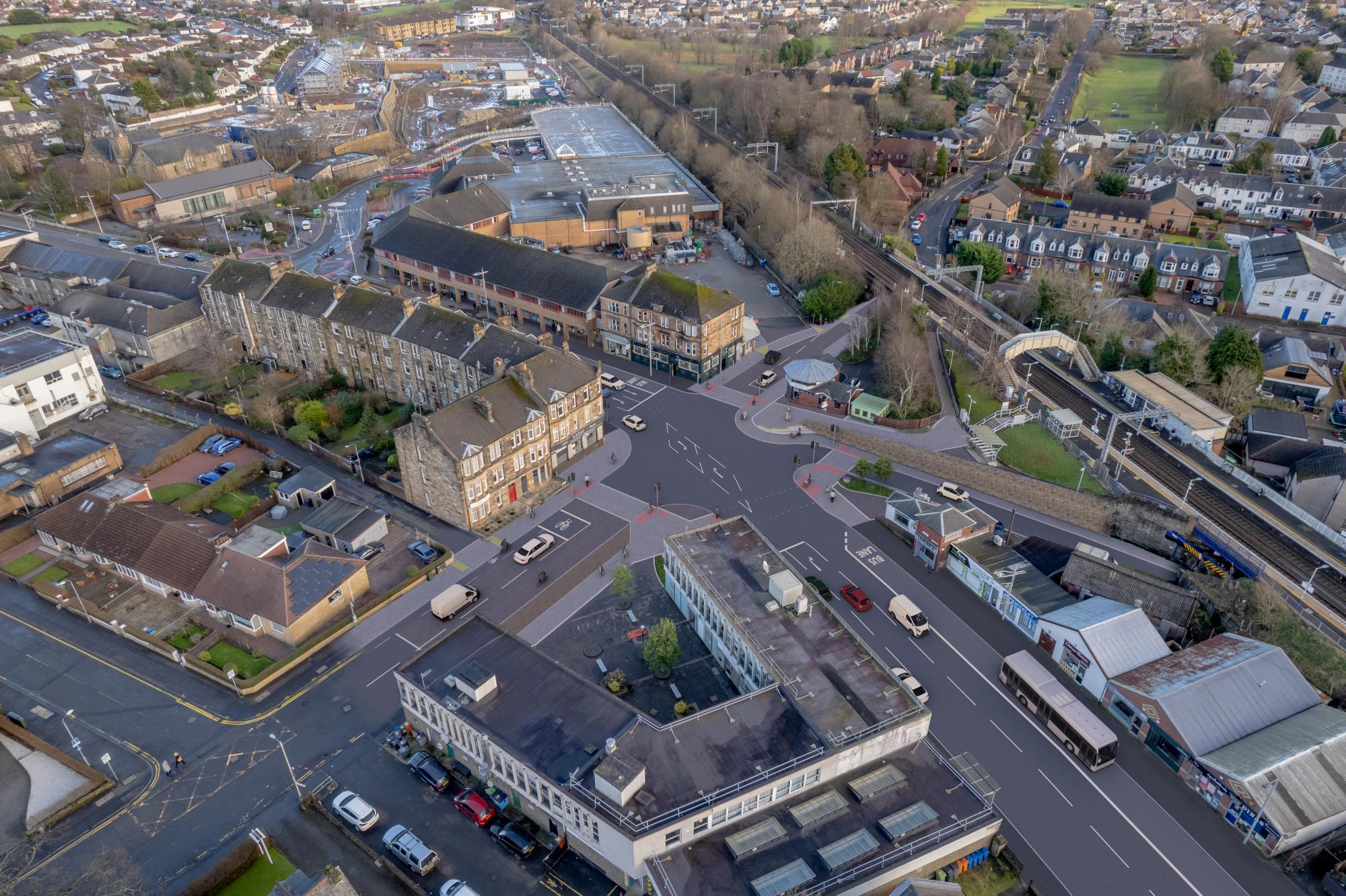Aerial image of the A803 in Bishopbriggs