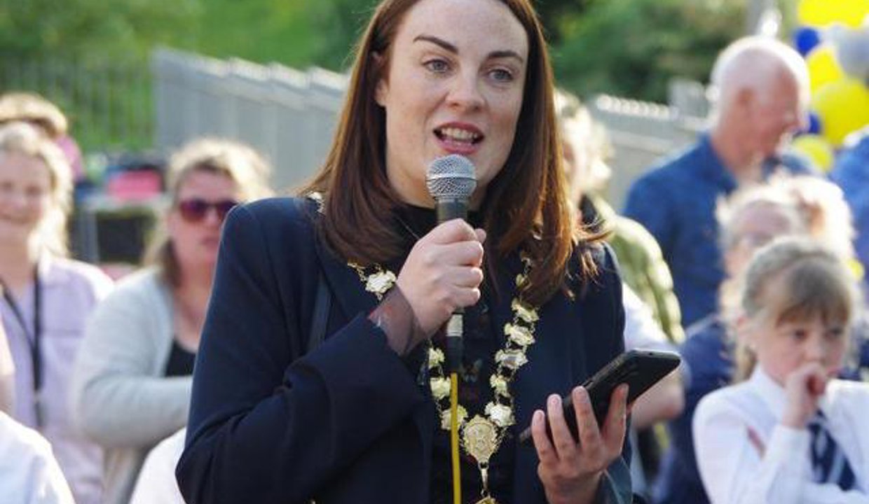 Depute Provost Colette McDiarmid giving a speech at the event